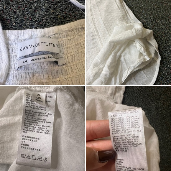 URBAN OUTFITTERS White Tie-Front Spaghetti Strap Midi High-Waist Slip Dress Sz L - Picture 15 of 16